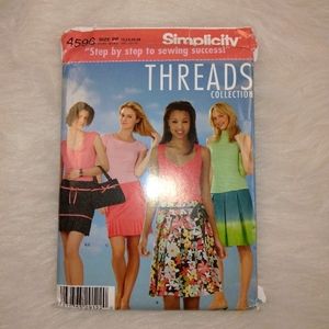 Simplicity 4596 Misses skirts with pleats in 4 variations Size 12-18 & bag